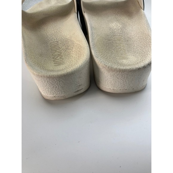 Moschino White Black Logo Platform Slide Sandals Made in Italy Womens Size 39 - Picture 5 of 7